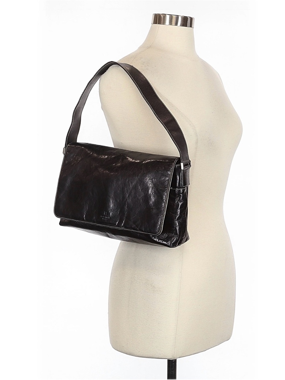 kate spade Metallic Crinkled Black Leather Shoulder Bag RARE VINTAGE